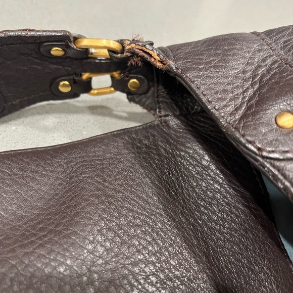Cole Haan Dark Brown Leather Shoulder Bag With Gold Hardware. - Picture 13 of 13